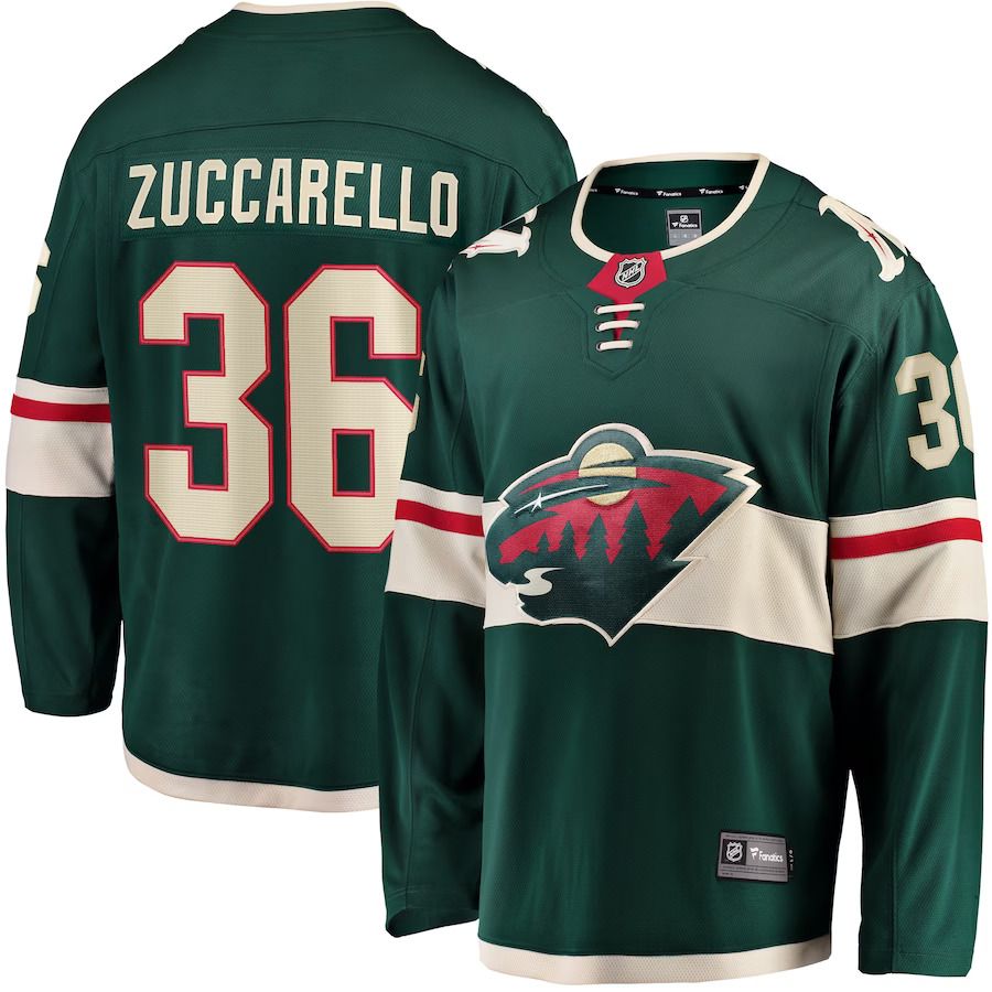 Men Minnesota Wild 36 Mats Zuccarello Fanatics Branded Green Premier Breakaway Player NHL Jersey